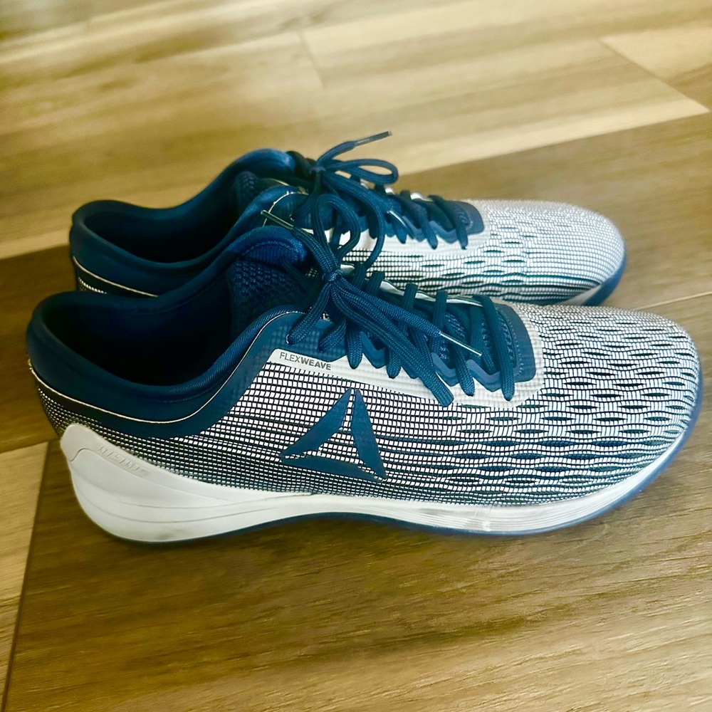 Reebok Mens Crossfit Nano 8.0 CN1037 Blue Gray Running Shoes Sneakers Size 12Men